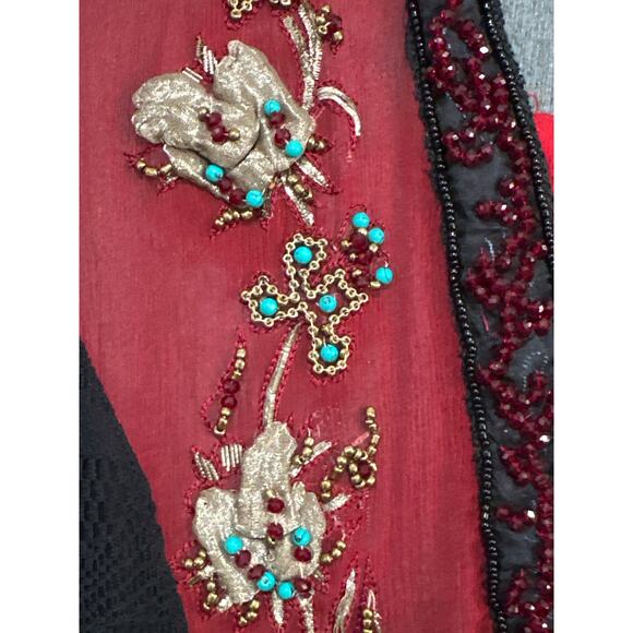 VTG STUNNING Chinyere Sheer Beaded Dress M Whimsigoth Dark Romantic Boho Hippie - Picture 6 of 16